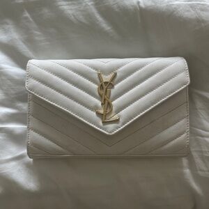 Ysl monogram white chain wallet